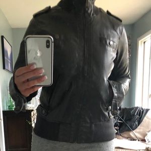 Modern gray leather jacket